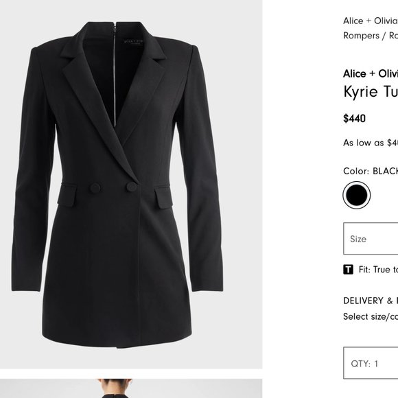 Alice & Olivia Tuxedo Romper - Picture 6 of 6